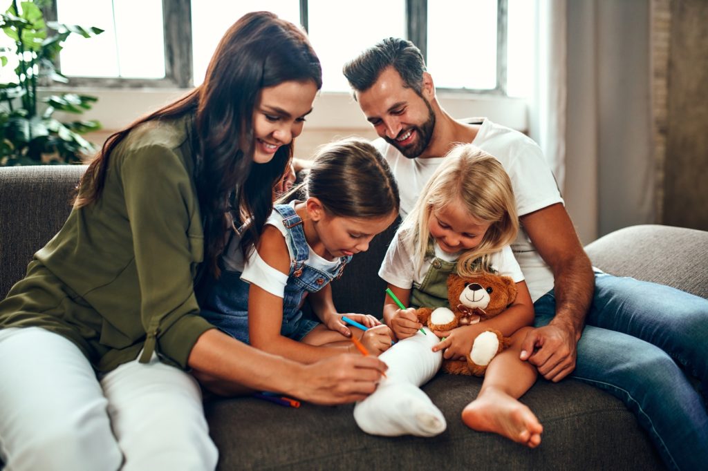 family in home